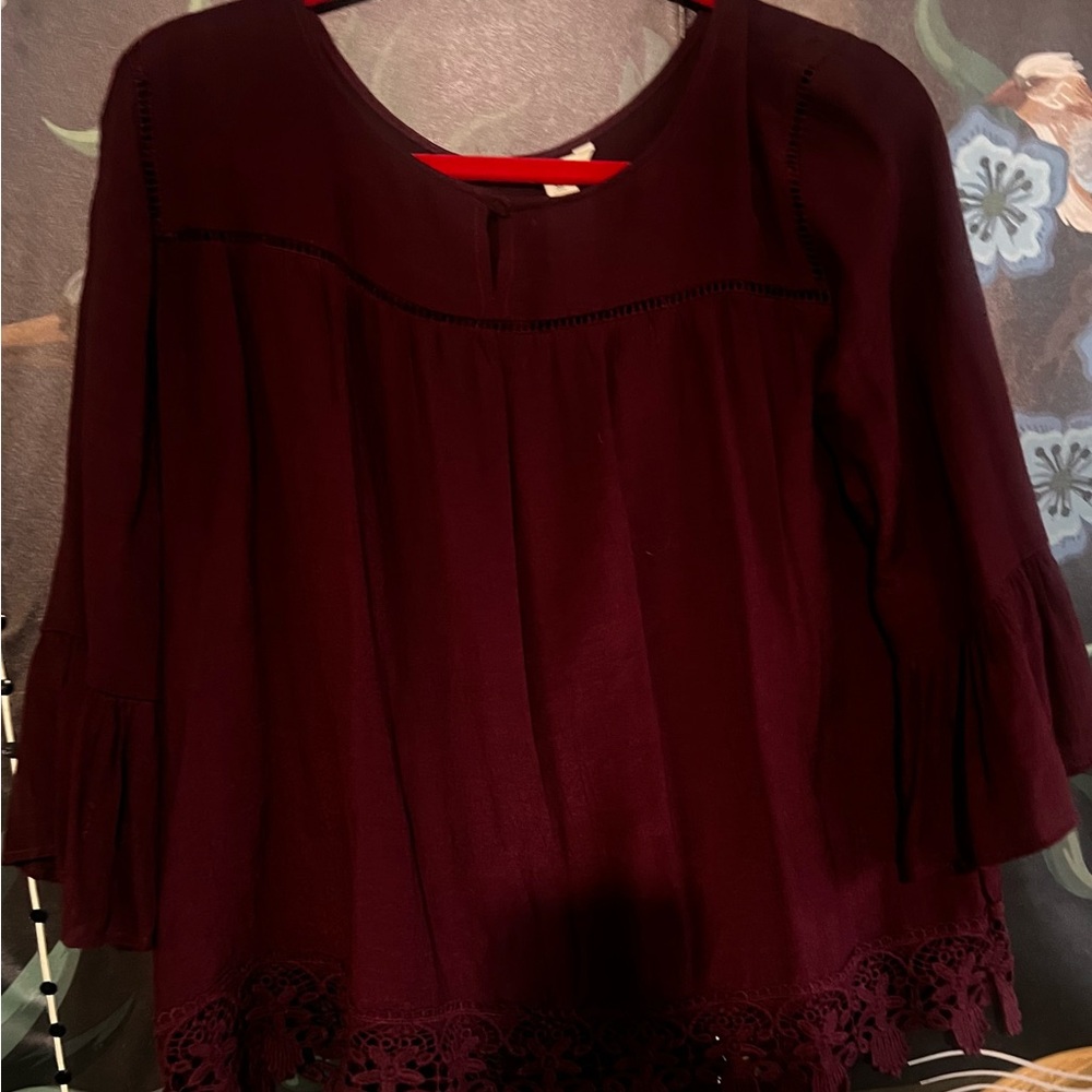 Women’s Long sleeve Maroon Top Sz Medium